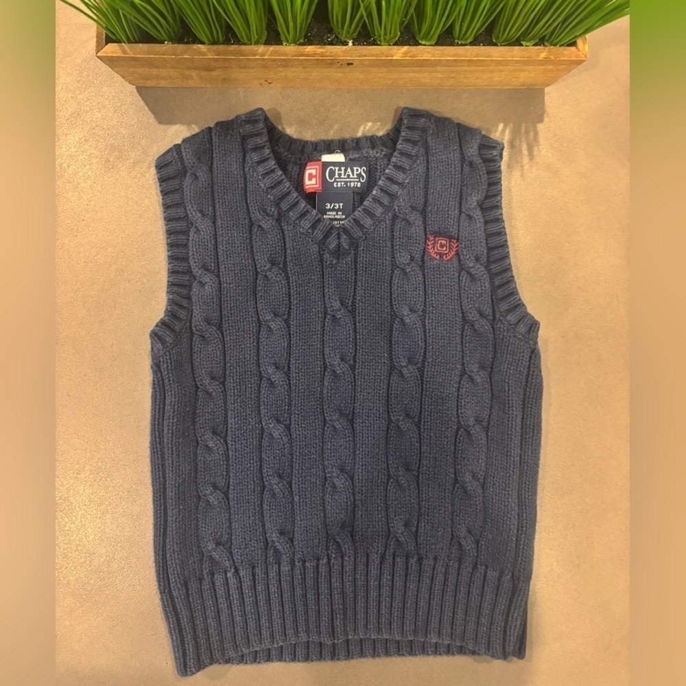 Chaps Size 3T Blue Sweater Vest